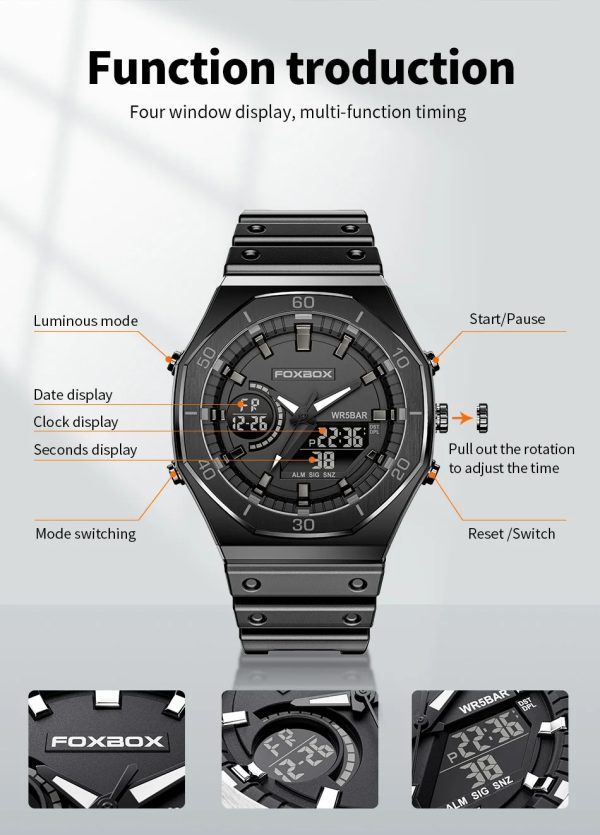 FOXBOX X48 Phantom – мъжки спортен хибриден часовник - Image 8