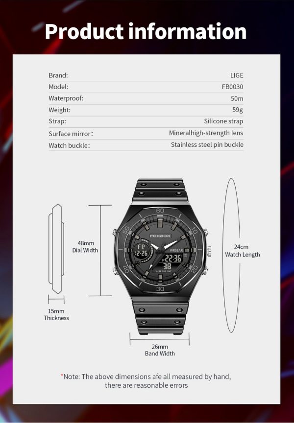 FOXBOX X48 Phantom – мъжки спортен хибриден часовник - Image 7