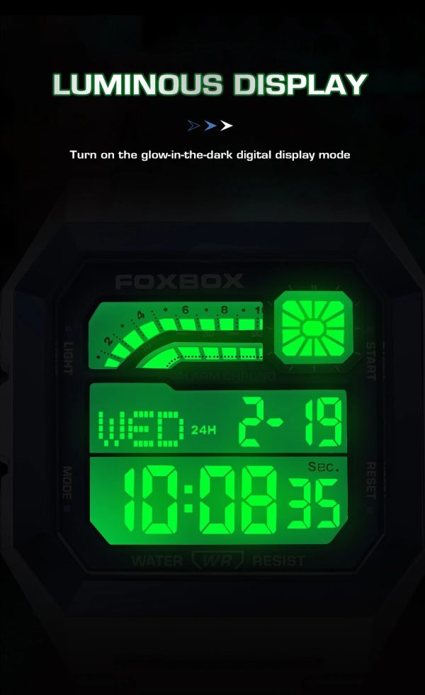 FOXBOX R40 Nightfall – дигитален мъжки часовник с LED подсветка - Image 6