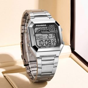 FOXBOX R40 Steelwave – дигитален мъжки часовник с LED подсветка