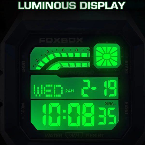 FOXBOX R40 Steelwave – дигитален мъжки часовник с LED подсветка - Image 5