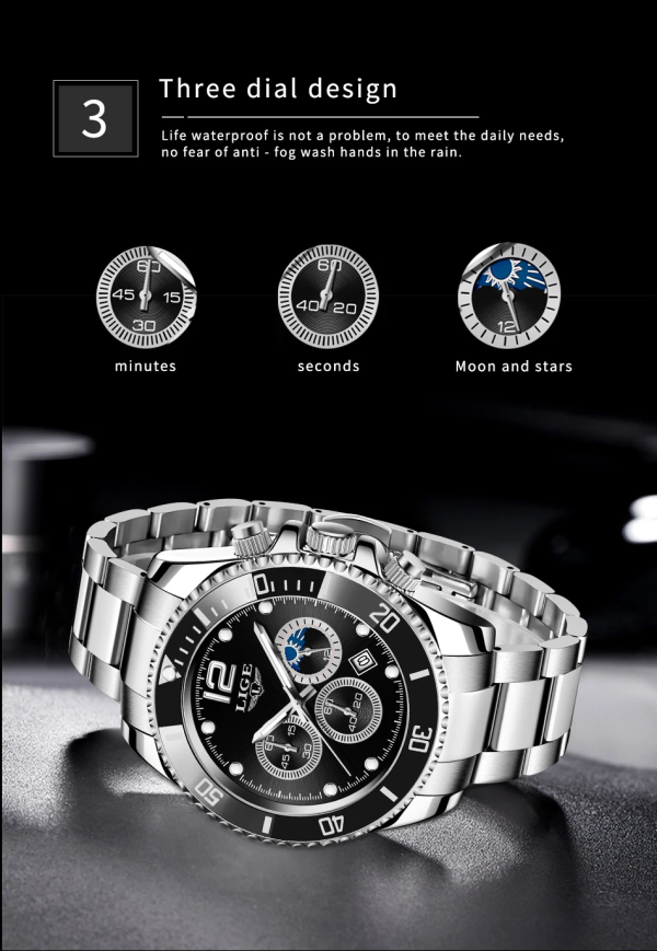 LIGE Eclipse 45 – луксозен хронограф с moonphase | Premium - Image 7