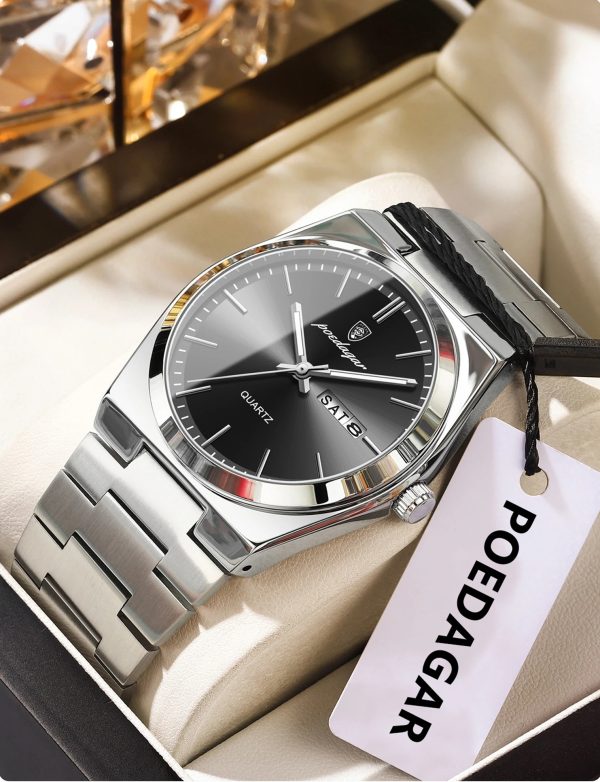 Poedagar 930 Orion 40 – мъжки часовник с черен циферблат и Hardlex стъкло - Image 3