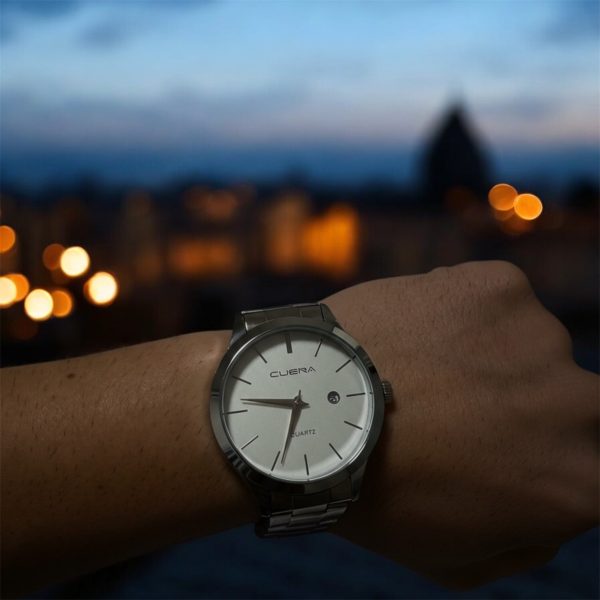 CUENA Pure 891S – елегантен мъжки кварцов часовник с бял циферблат и сребрист корпус - Image 3